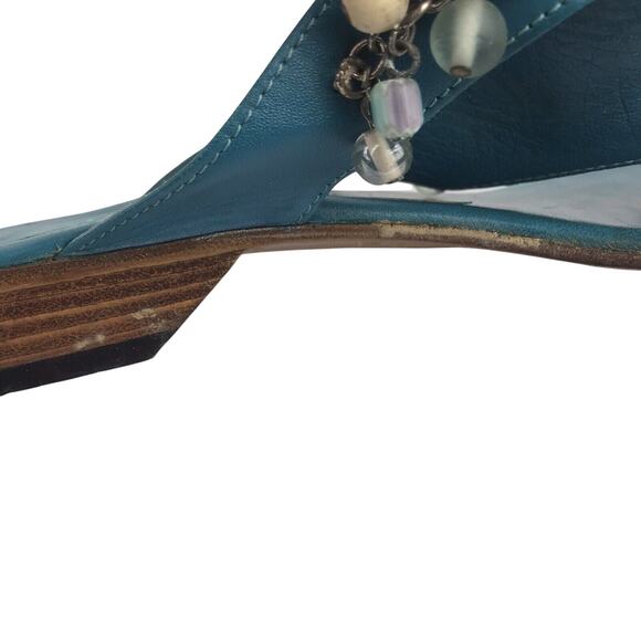 St. John Turquoise Flip Flops Charms Chain Beads Thong Sandals Size 10 FLAW - Picture 6 of 15